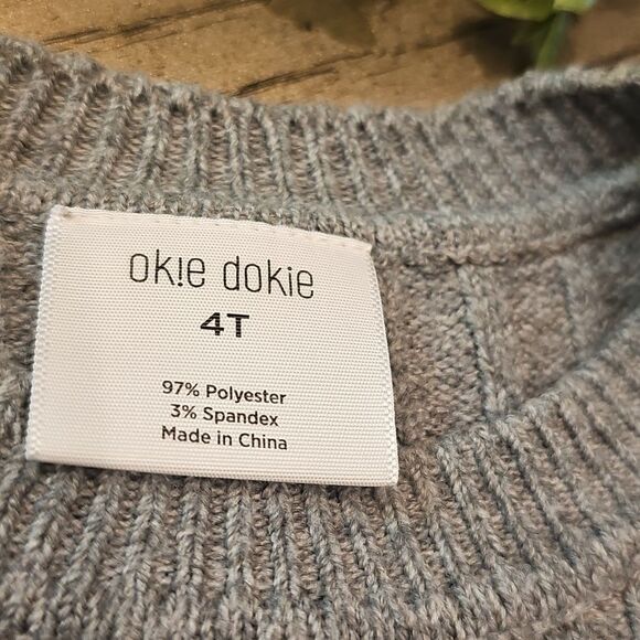 Okie Dokie Gray Knit Sweater Dress 4T - Picture 4 of 8